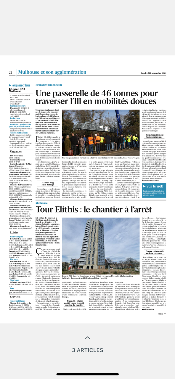 Construction d’une passerelle piétonne-cyclable BRUNSTATT, dans le Haut-Rhin